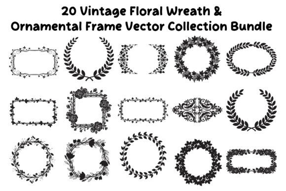 20 Vintage Floral Wreath Ornamental Graphics and Illustrations Review