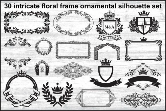 30 Intricate Floral Frame Silhouette Set: Graphics and Illustrations Review