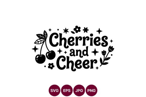 Cherries and Cheer Floral Script Vector Graphics and Illustrations