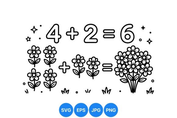 Cute Floral Math Coloring Design Graphics and Illustrations Review