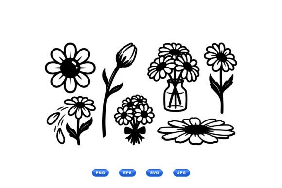 Daisy Floral SVG Clipart Pack for Graphics and Illustrations