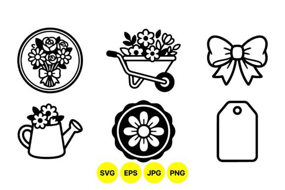 Floral Garden Icon Clipart Set: Essential Graphics and Illustrations for Bloggers