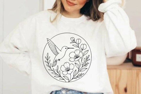 Floral Hummingbird Clipart Vector Design for Graphics and Illustrations