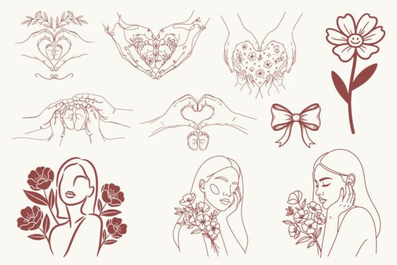 Floral Mom SVG Bundle Mothers Day Design Graphics and Illustrations