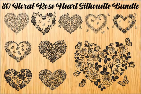 Floral Rose Heart SVG Bundle: Graphics and Illustrations for Branding