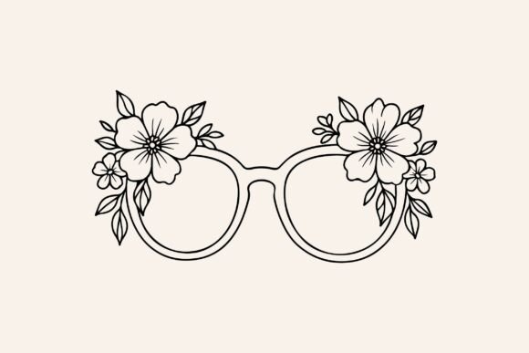 Floral Sunglass Line Art Clipart Vector Graphics and Illustrations