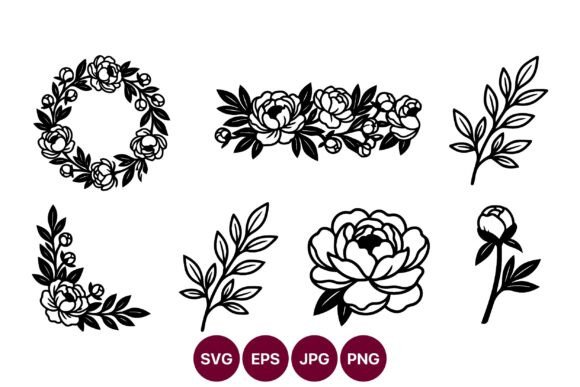Floral Vector Elements Wreaths Branches Graphics and Illustrations