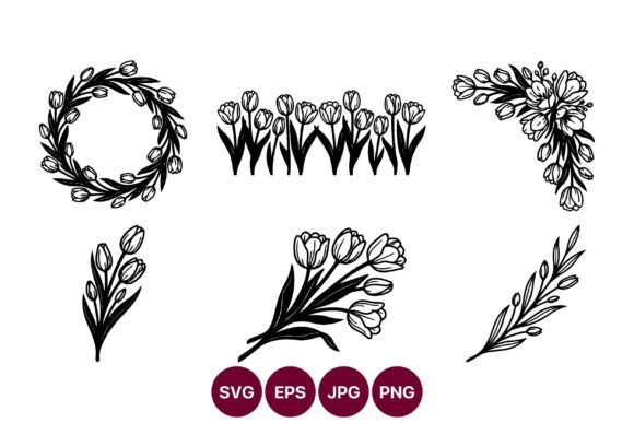 Floral Vector Set with Tulips and Graphics for Modern Illustrations