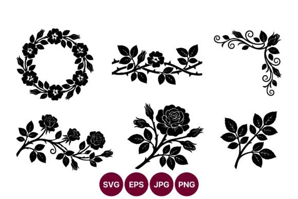 Floral Vector Silhouettes Graphics and Illustrations Review