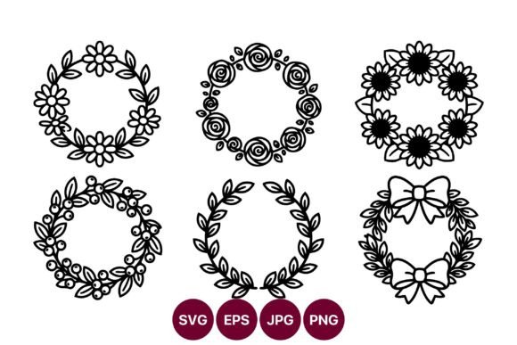 Floral Wreaths Vector Line Art Review