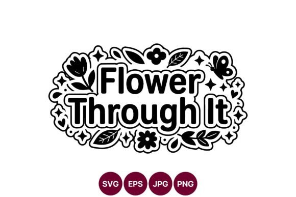 Flower Through It Black White Floral Art Graphics and Illustrations Review