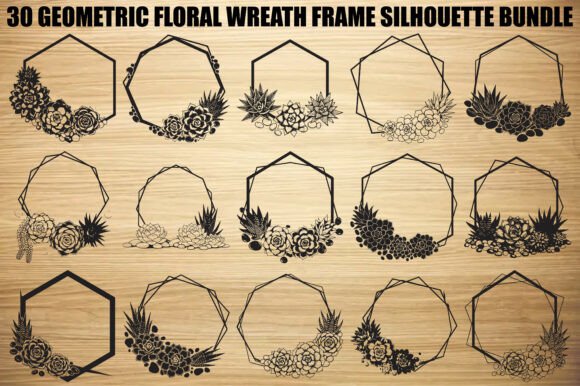 Geometric Floral Wreath Bundle Graphics and Illustrations