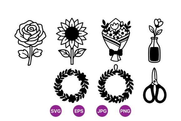 Hand Drawn Floral Clipart Pack for Graphics and Illustrations