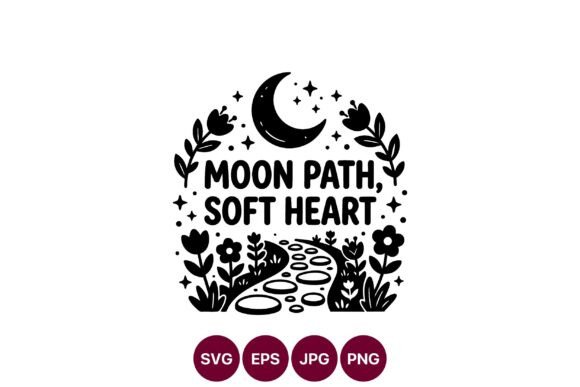 Moon Path Soft Heart Floral Vector Graphics and Illustrations