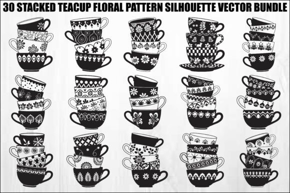 Stacked Teacup Floral Bundle: A Designer’s Review of Vintage Graphics and Illustrations