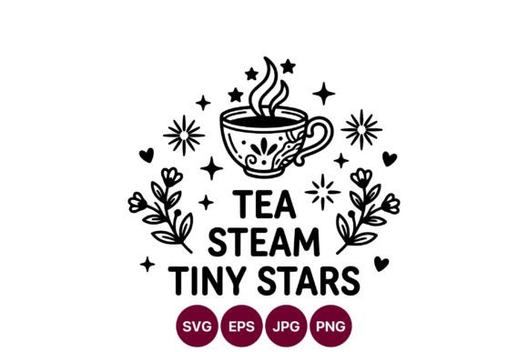 Tea Steam Tiny Stars Cup Floral Vector Graphics and Illustrations Review