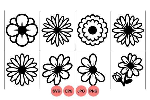 Vintage Floral Silhouette Icons Graphics and Illustrations